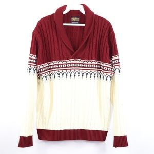 Vintage JC Penny Mens Large Cowl Neck Sweater Red